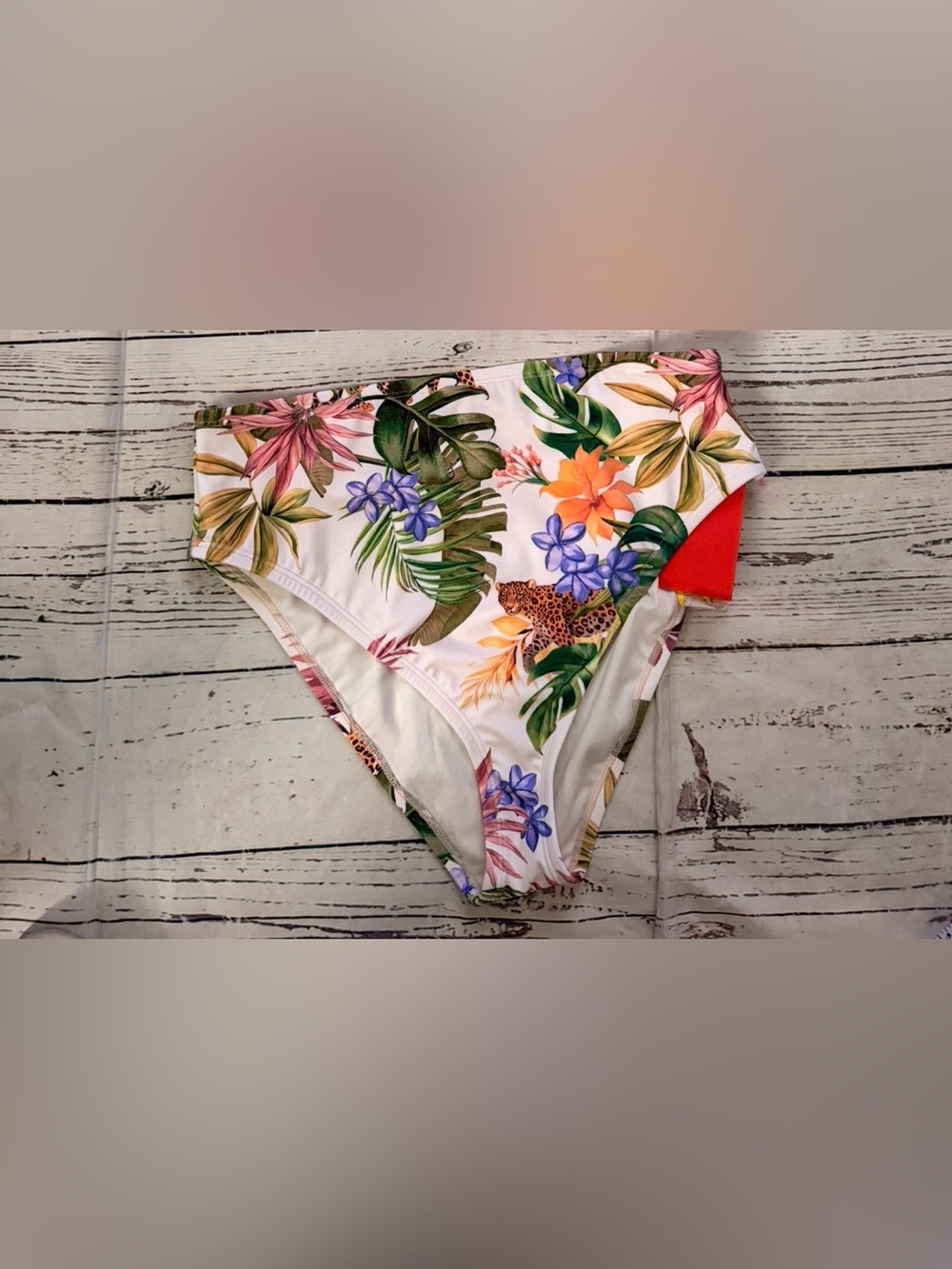 sofia by sofia vergara White Tropical Floral High-Waist Bikini Bottoms